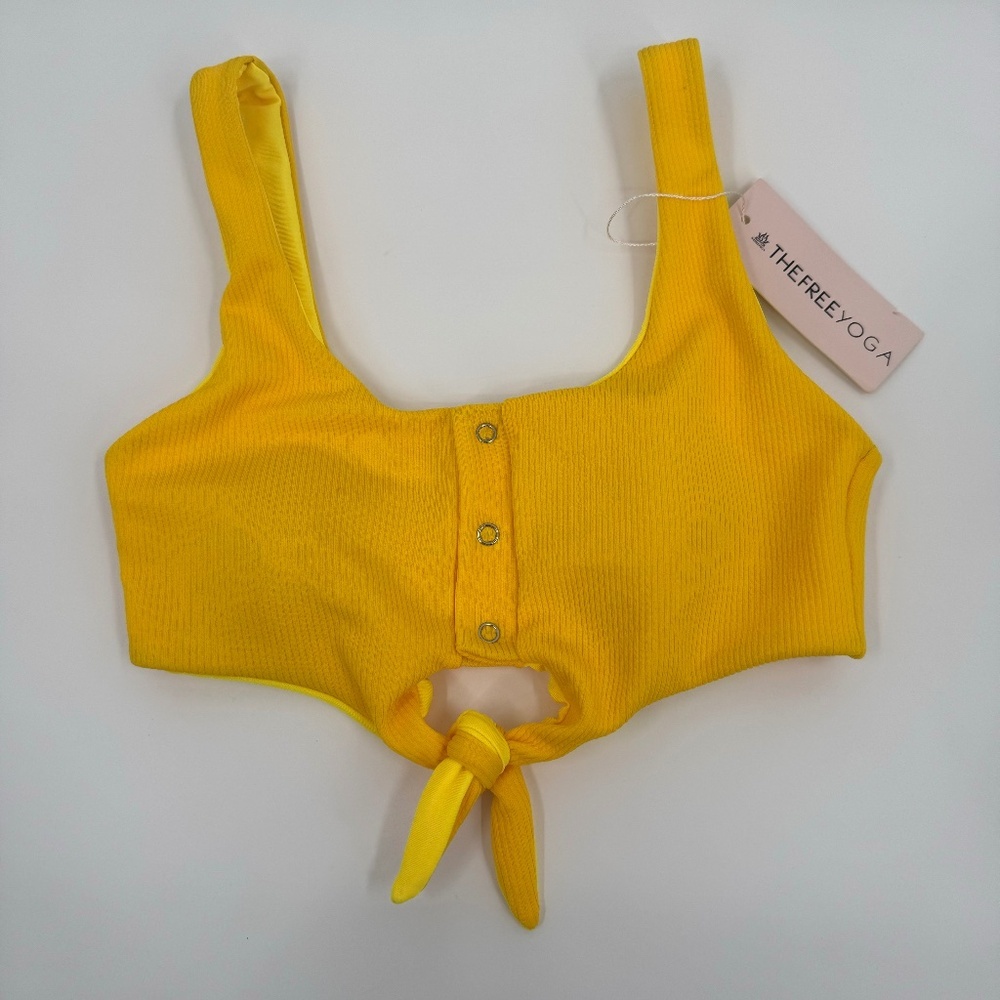 The Free Yoga Top Women Small NEW Yellow Cropped Tank Sleeveless Beach